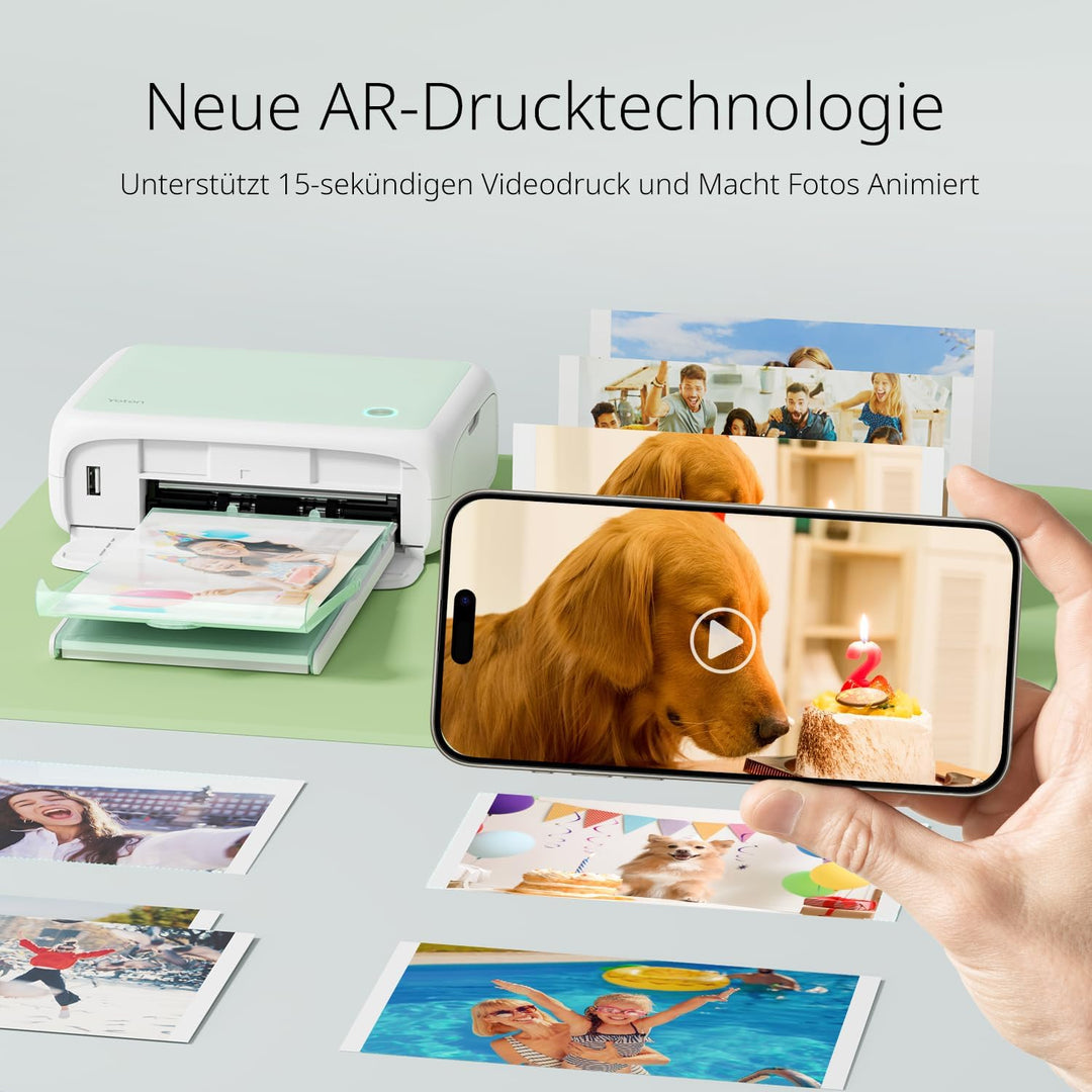 YOTON Fotodrucker für Smartphone, Mobiler Drucker mit 54 Stück Fotopapier (4"x6"), Unterstützt Auswe