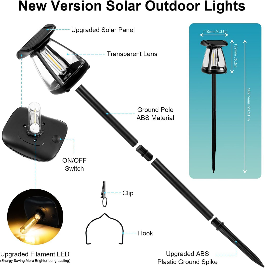 Solarlaterne für Aussen, 2 Stück, Hängend &amp; Stehend | IP65 Wasserdicht, Doppel-Solarpaneele, Zweistu