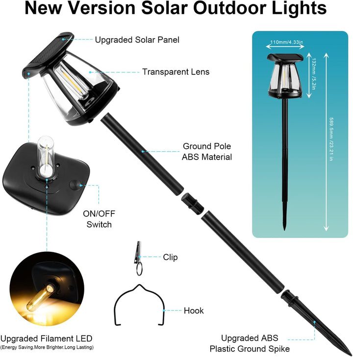 Solarlaterne für Aussen, 2 Stück, Hängend &amp; Stehend | IP65 Wasserdicht, Doppel-Solarpaneele, Zweistu