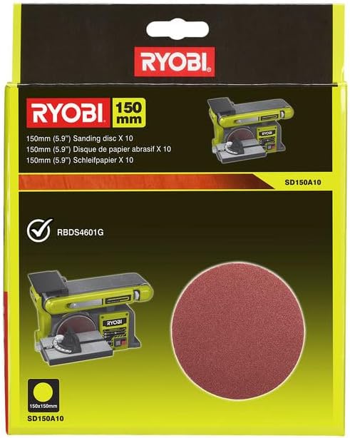 RYOBI 370 W Stand-Bandtellerschleifer (Leerlaufdrehzahl von 2.850 min-1, Winkel von 0 oder 90 Grad,