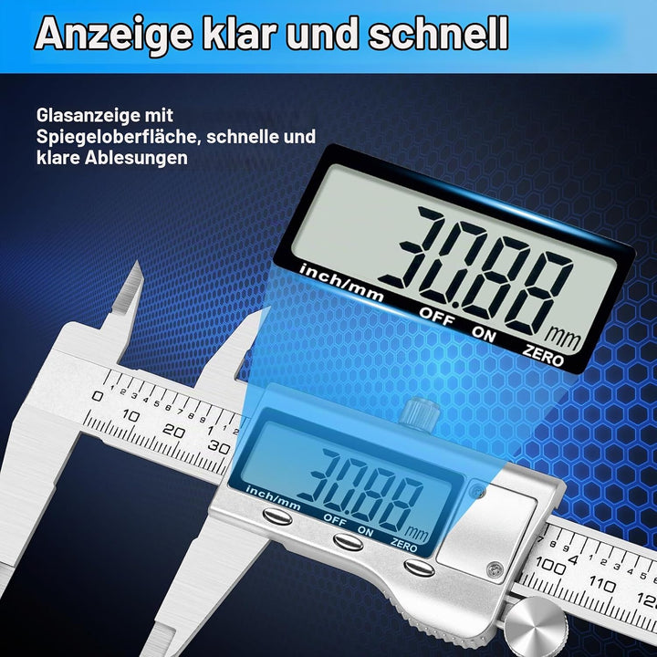 Messschieber Digital 150mm Schieblehre Digital Edelstahl mit Grossem LCD-Bildschirm Zoll und Millime