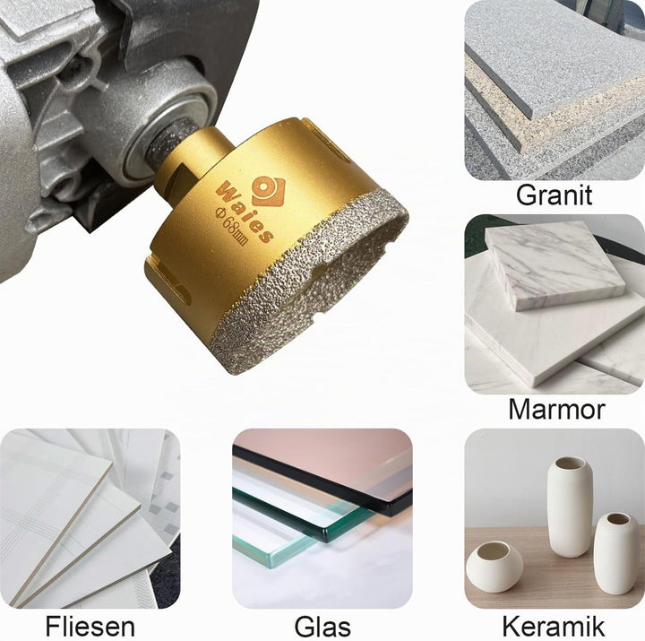 68mm Diamant Trockenbohrer M14 Fliesenbohrer Diamant Bohrkrone - Lochsäge für Keramik, Granit, Porze