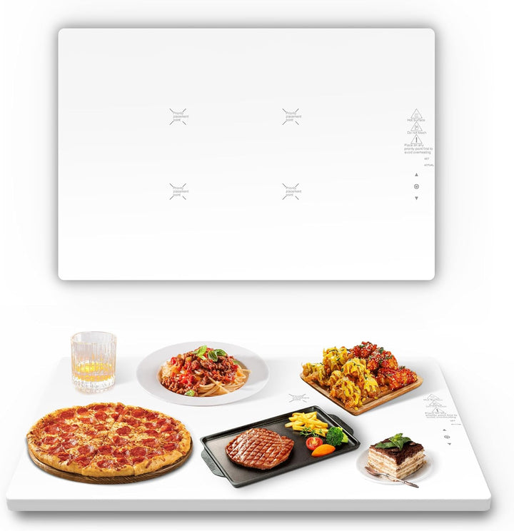Byecold Warmhalteplatte 350 W, Wärmeplatte Elektrisch 60×40 cm, Graphen Speisewärmer, Touch Tasten,