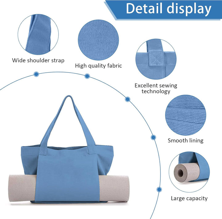 Yogatasche Damen mit Nassfach, Canvas Tasche mit Griffen, Abnehmbare Tasche für Yogamatte, Geeignet