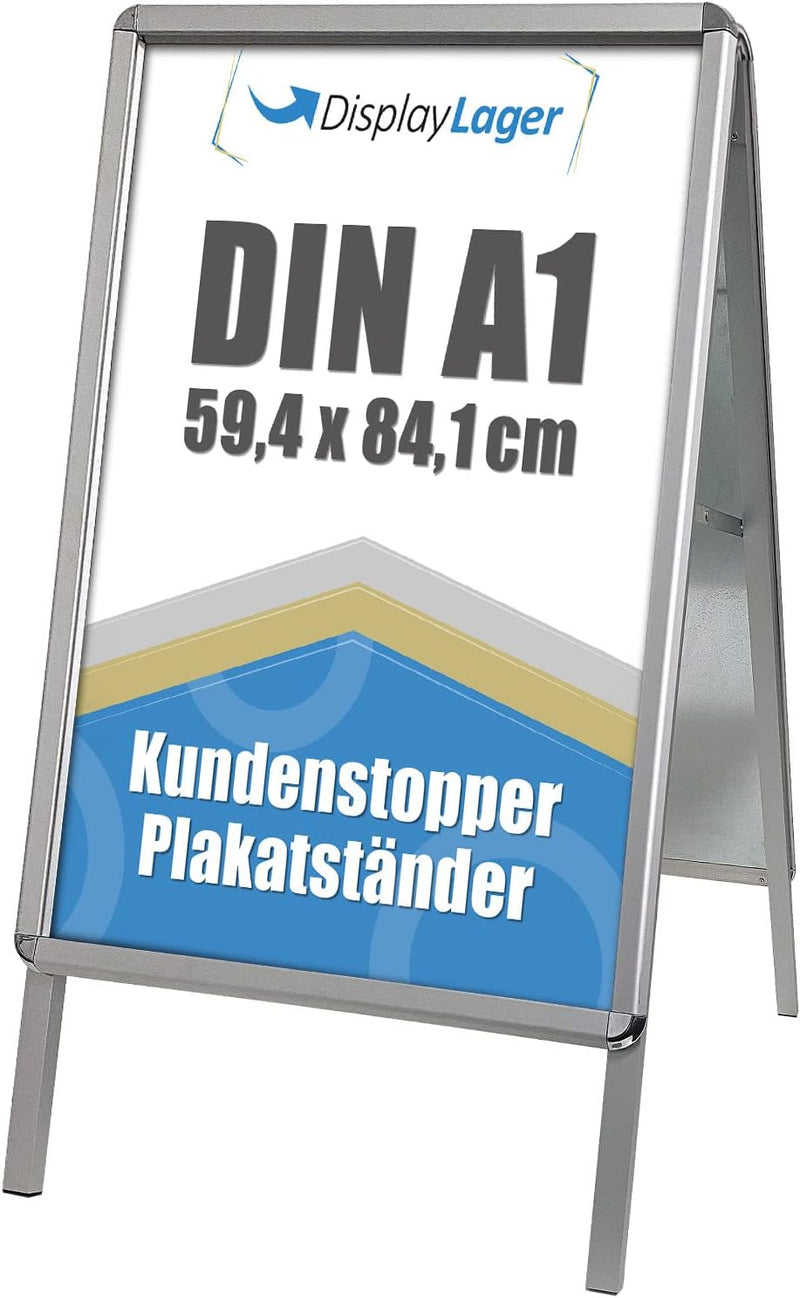 DisplayLager, Dänische Qualität - Kundenstopper Alu-Line Rondo inkl. 2 x APET für 2 Plakate (beidsei