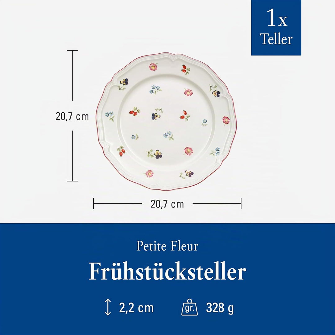 Villeroy & Boch Petite Fleur Frühstücksteller, Porzellan, weiss, 21 cm
