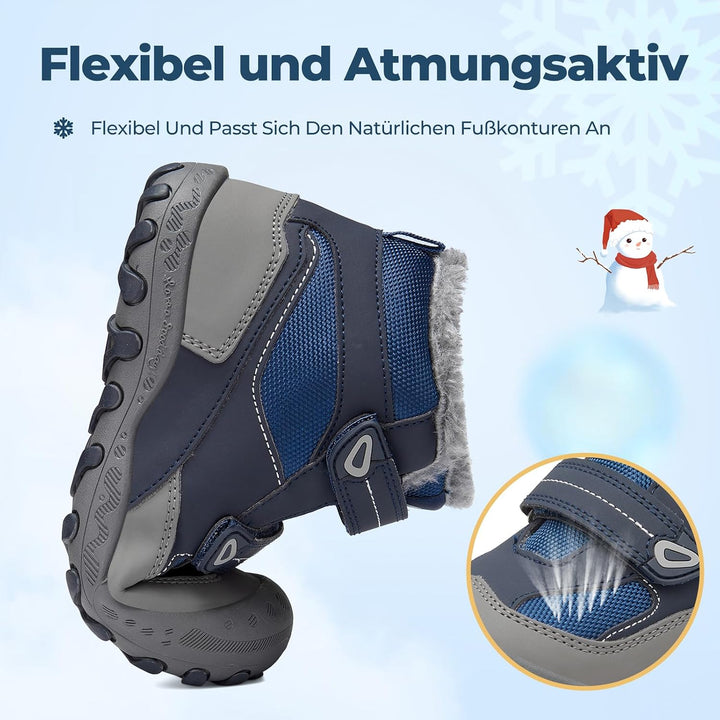 Mishansha Kinder Outdoor Winterschuhe Warm Gefüttert Winterstiefel, Gr.24-38 38 EU Denim Blau, 38 EU