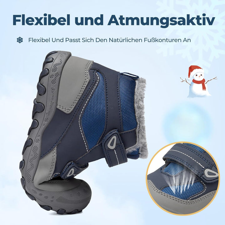 Mishansha Kinder Outdoor Winterschuhe Warm Gefüttert Winterstiefel, Gr.24-38 28 EU Denim Blau, 28 EU