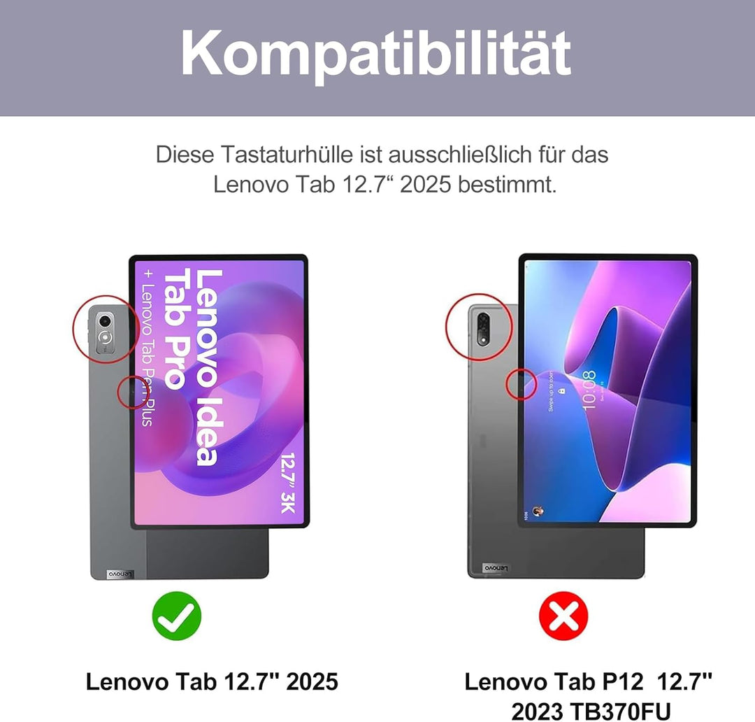 IVEOPPE Hülle mit Tastatur für Lenovo Idea Tab Pro 12,7" 2025 Con Touchpad, Bluetooth Abnehmbare Mag