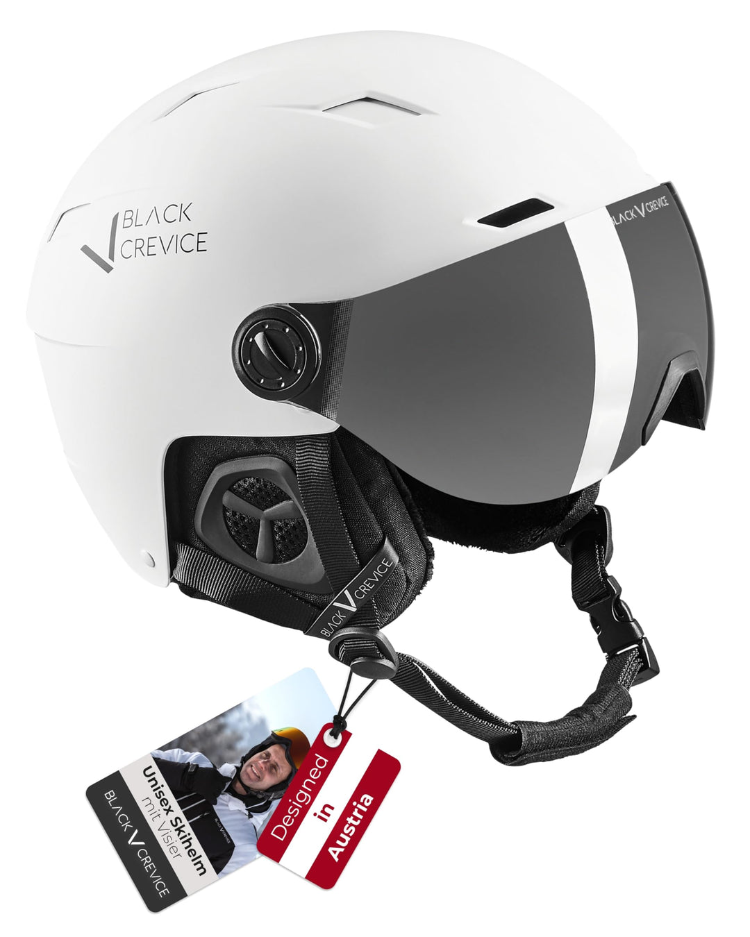 BLACK CREVICE Skihelm mit Visier Kirchberg I Atmungsaktiver Skihelm Herren & Damen mit Lüftungsöffnu