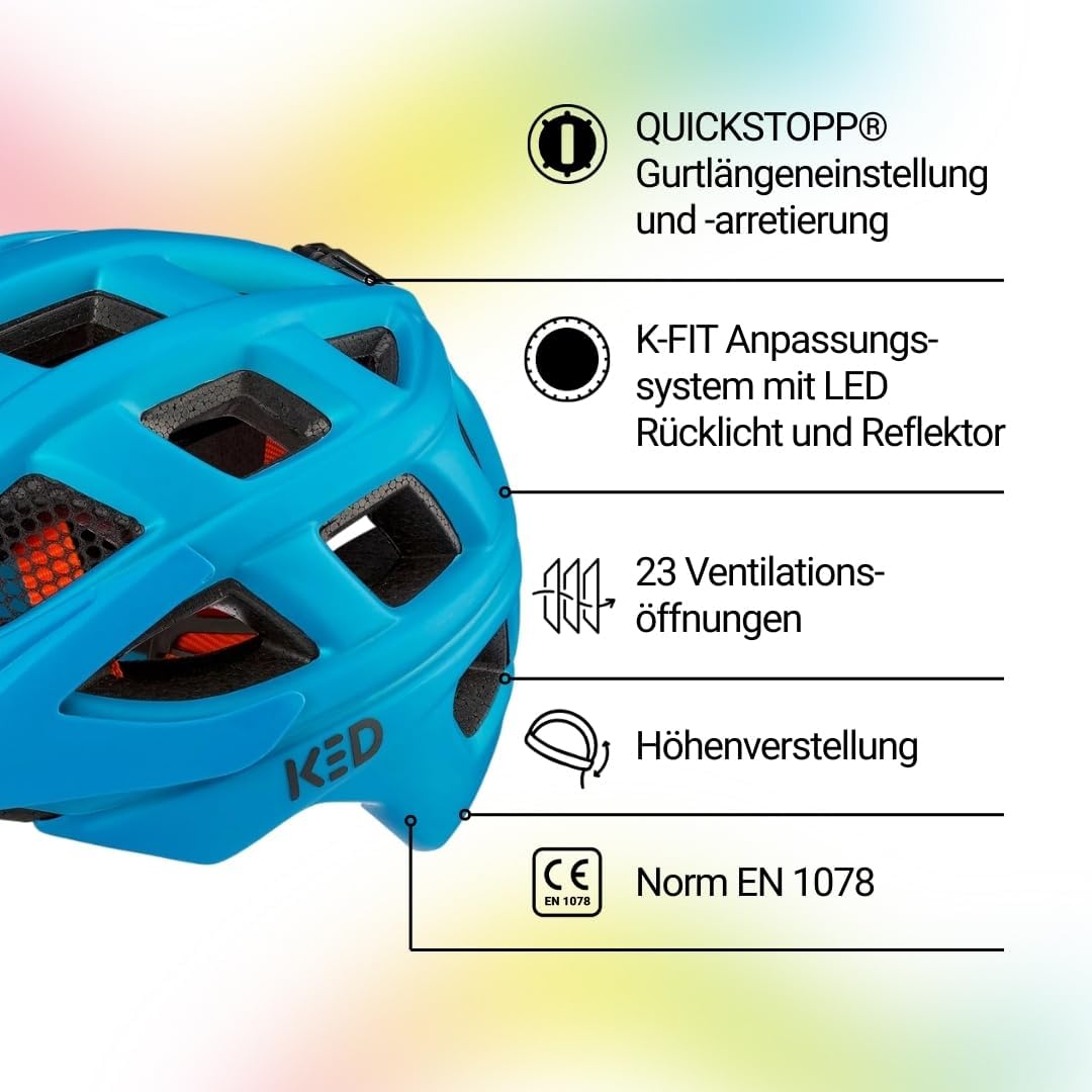 Kailu Kinder Fahrradhelm mit LED-Rücklicht, Reflektor, Flexible Grösseneinstellung Jungen Mädchen, M