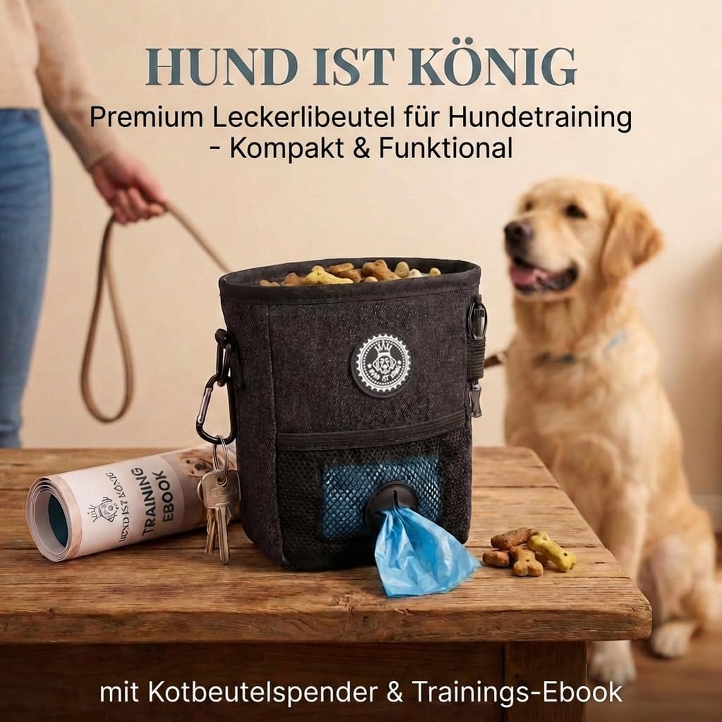 HUND IST KÖNIG® Leckerlibeutel für Hunde-Training - Robuster Futterbeutel Hunde, kompakt & funktiona