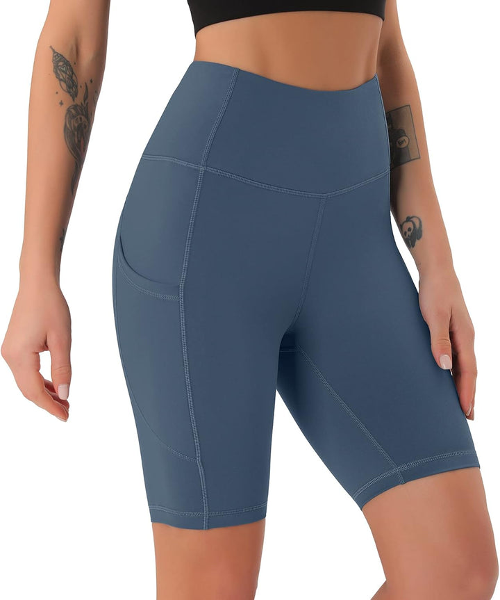 Persit Damen Kurze Leggings, Blickdicht Radlerhose mit Taschen, XS Schotenblau