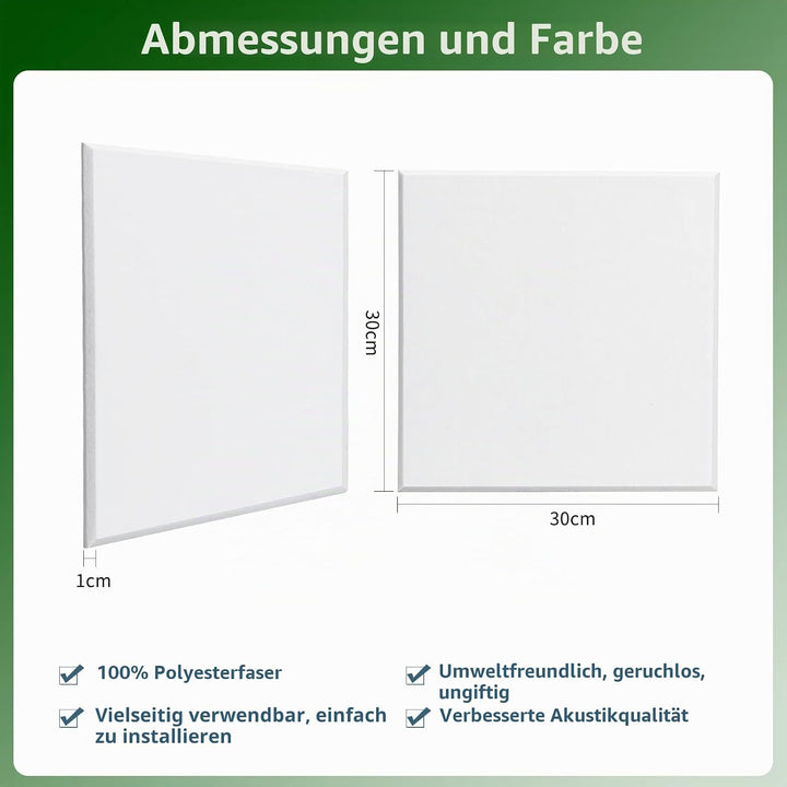 12 Stücke Akustikplatten,30 x 30 x 1 cm Hochdichte Akustik Panel Schallschutzpaneele für Tonstudio,