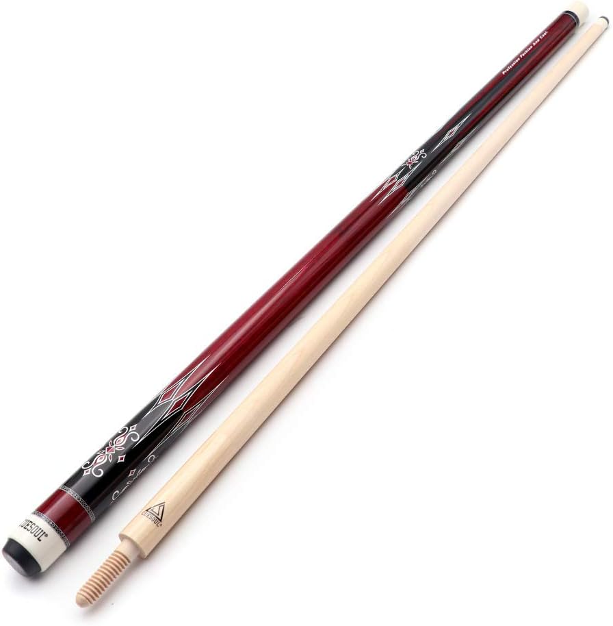 CUESOUL 3 Kissen Carom Billard Queue 56 Zoll Gewicht 18 Unzen, Holzverbindungssystem rot, rot