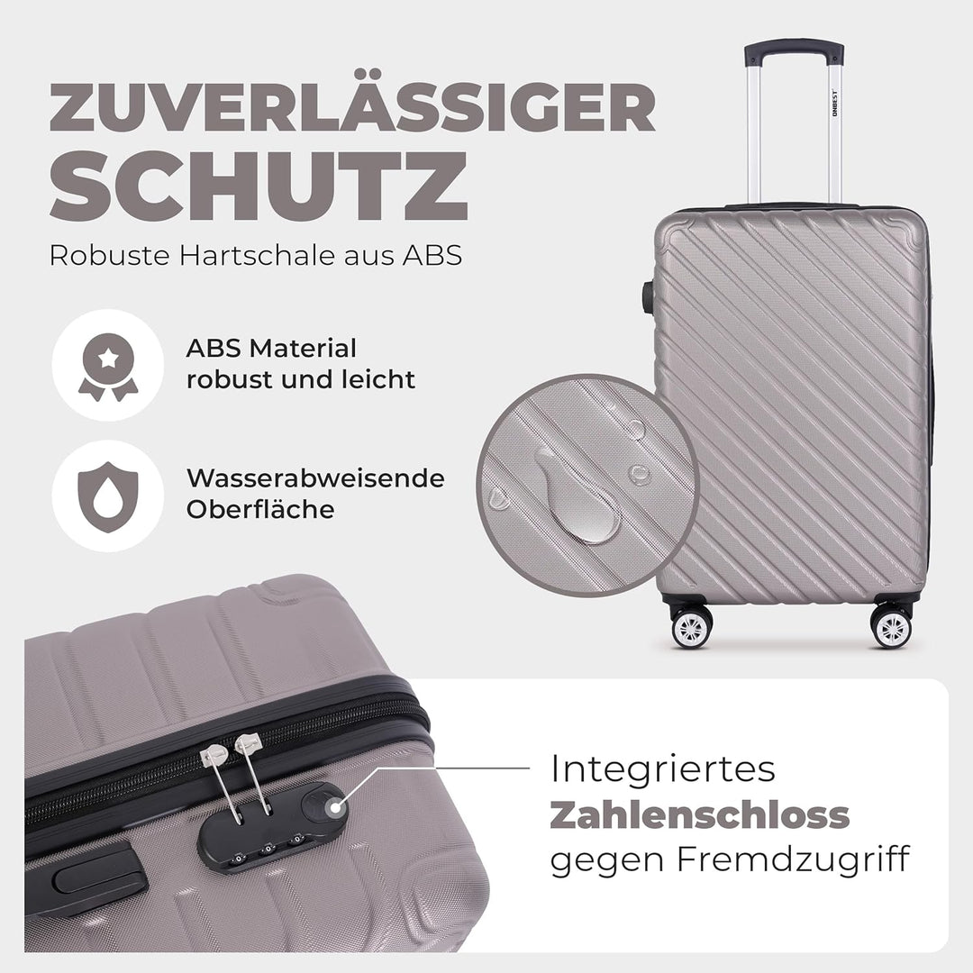 3erKoffersetXXL Komplettpaket – Sichere und leichte ABS Hartschalenkoffer 20"24"28" mit Rollen – Rei
