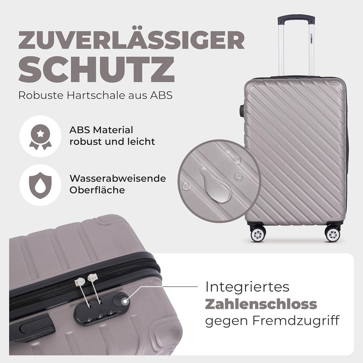 3erKoffersetXXL Komplettpaket – Sichere und leichte ABS Hartschalenkoffer 20"24"28" mit Rollen – Rei