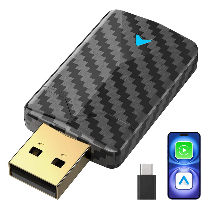 CarPlay Wireless Adapter & Android Auto Wireless Adapter – Karbonfaser Design, Ultra-Mini, Metall US