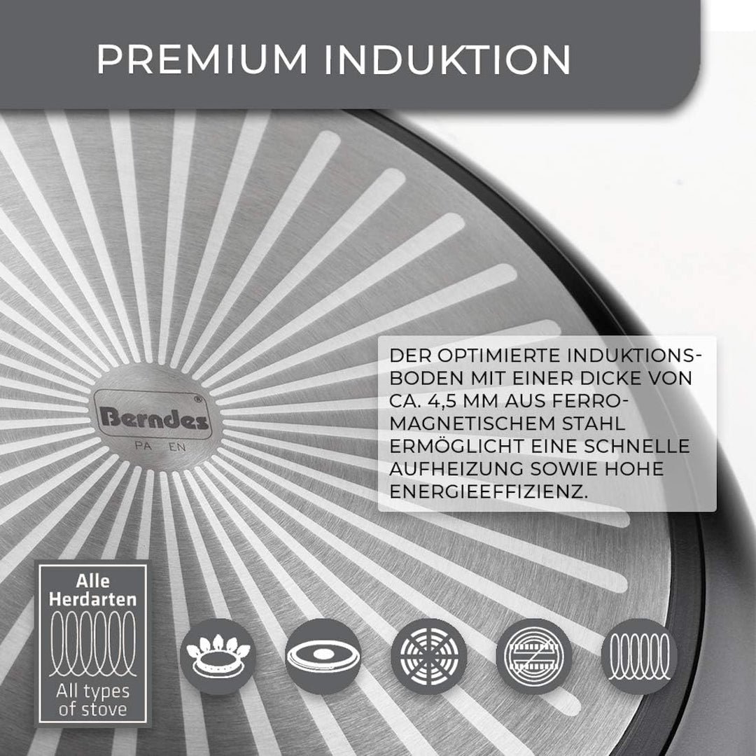 Berndes Balance Induction Kochtopf Enduro, 20 cm, Induktion, Topf extrem Kratzfest, Guss-Optik, allh