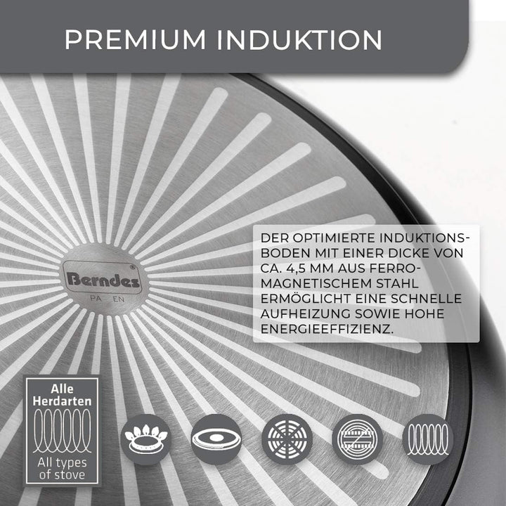 Berndes Balance Induction Kochtopf Enduro, 20 cm, Induktion, Topf extrem Kratzfest, Guss-Optik, allh