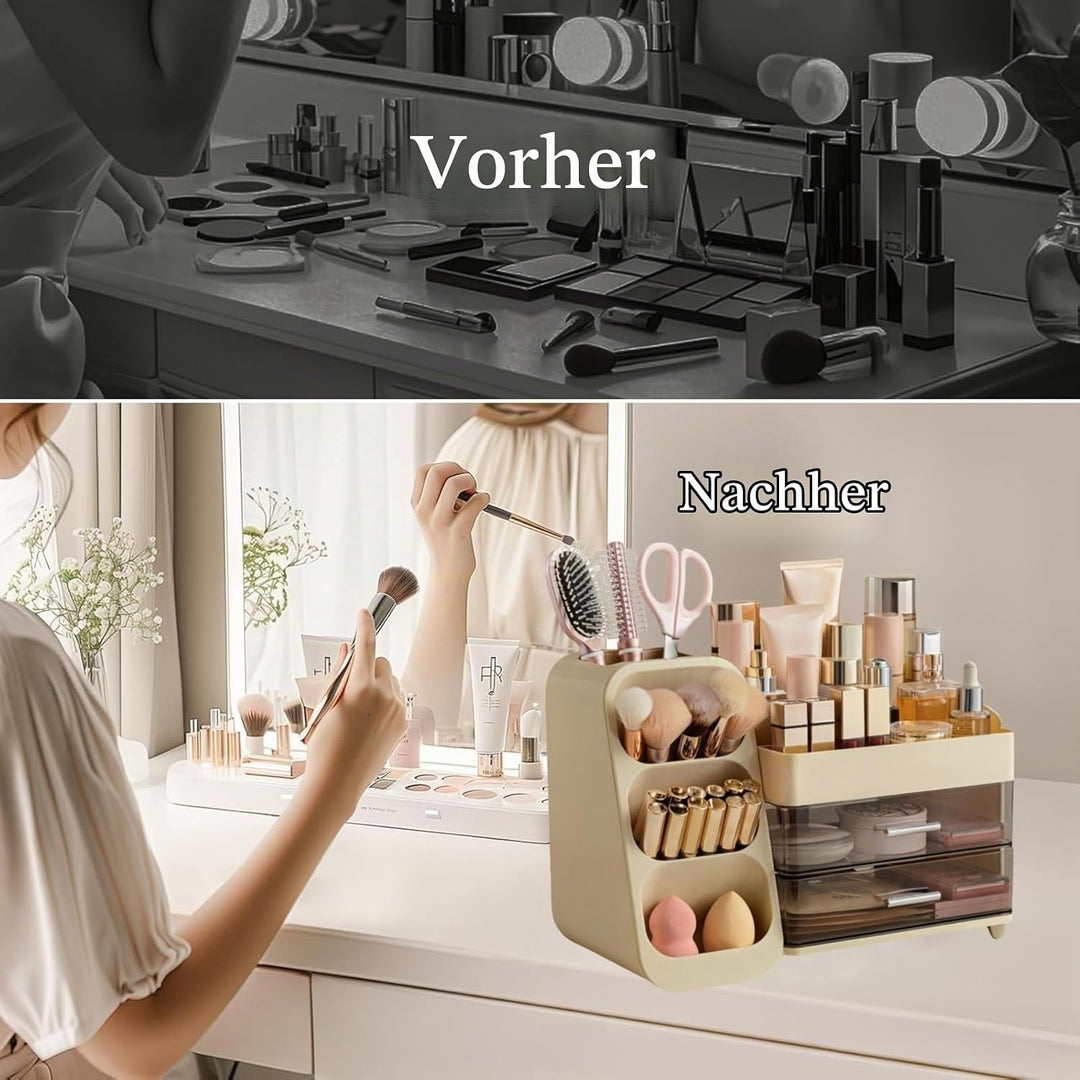 Kosmetik Organizer mit Schubladen,Schminktisch Organizer Grosse für Makeup,Schminke und Skincare Auf