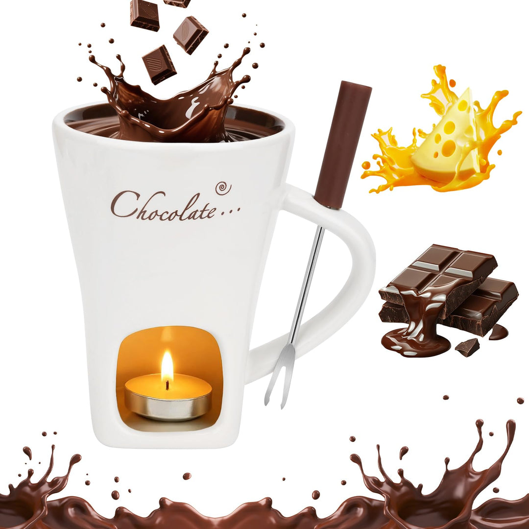 ORIZMA Schokofondue Tasse fondueset schokobrunnen130ml-Schokoladen Fondue Becher Set Keramik Schokol
