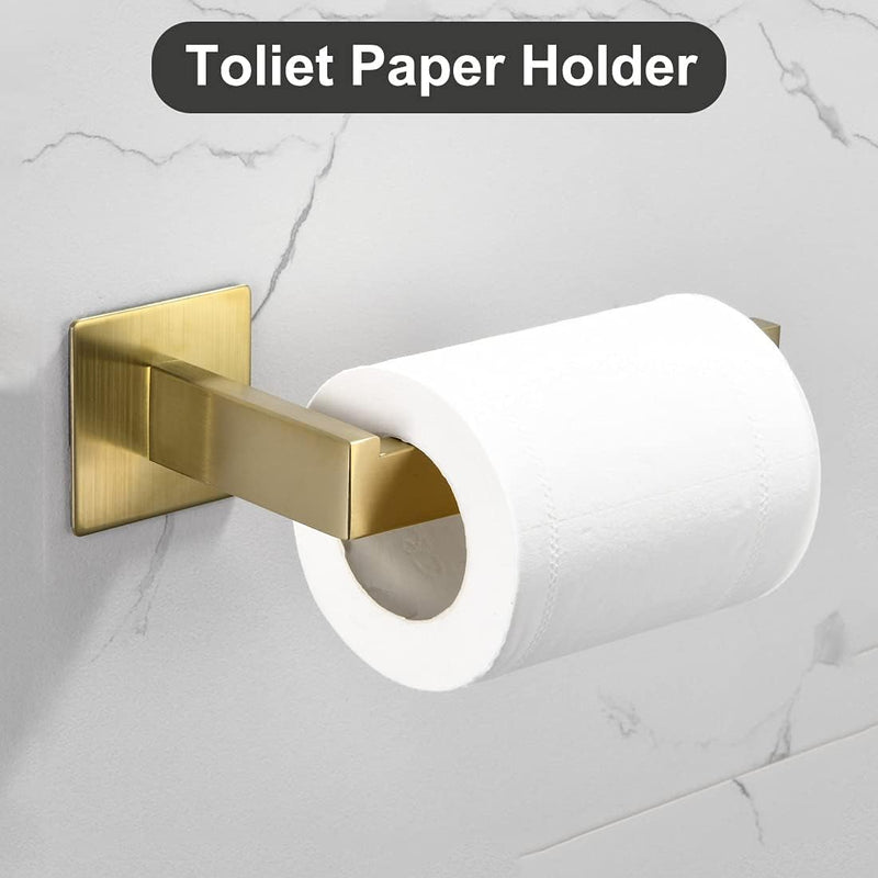 WOMAO Toilettenrollenhalter Set Gold, Ohne Bohren Handtuchhalter Selbstklebend Kleiderhaken Gebürste
