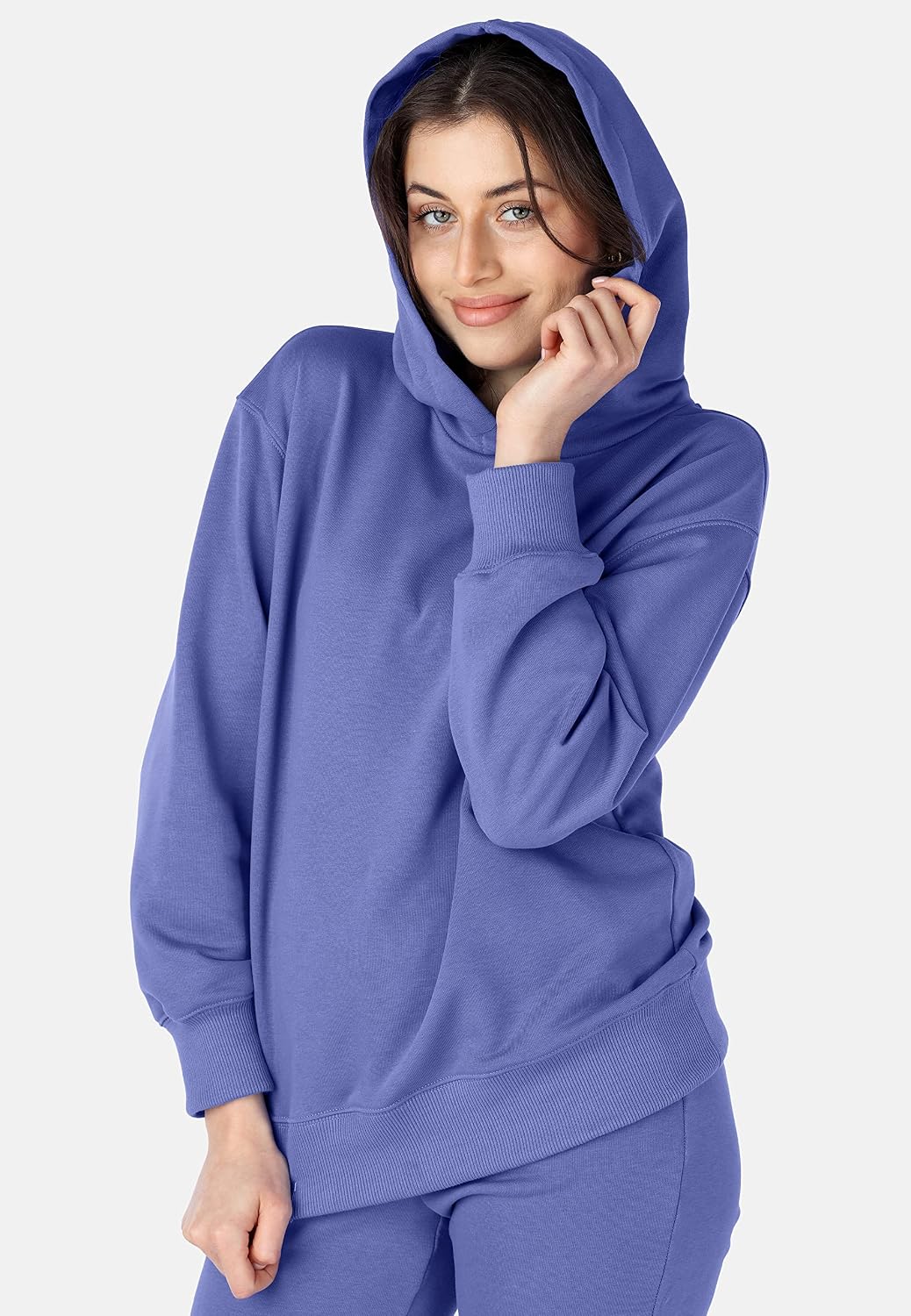 Bellivalini Kapuzenpullover lang Damen Hoodie Sportanzug Oberteil Jogging Pullover BLV210 S Lila-bla
