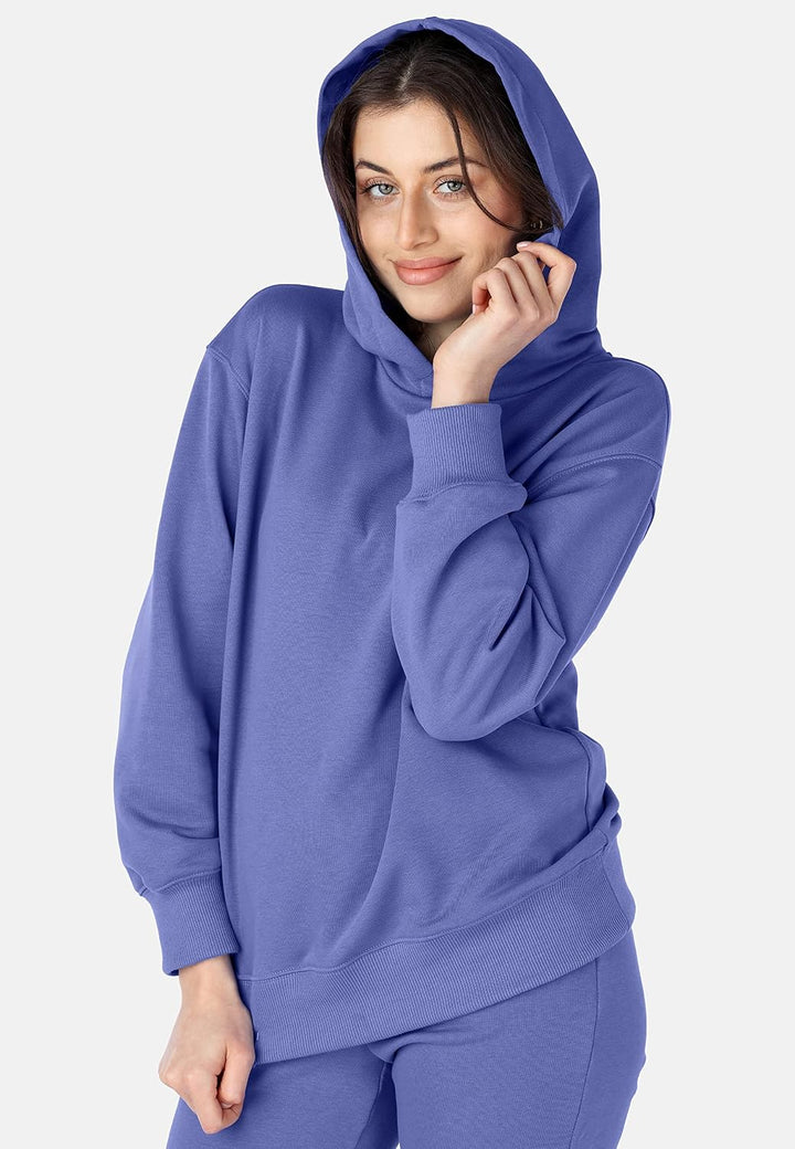 Bellivalini Kapuzenpullover lang Damen Hoodie Sportanzug Oberteil Jogging Pullover BLV210 S Lila-bla
