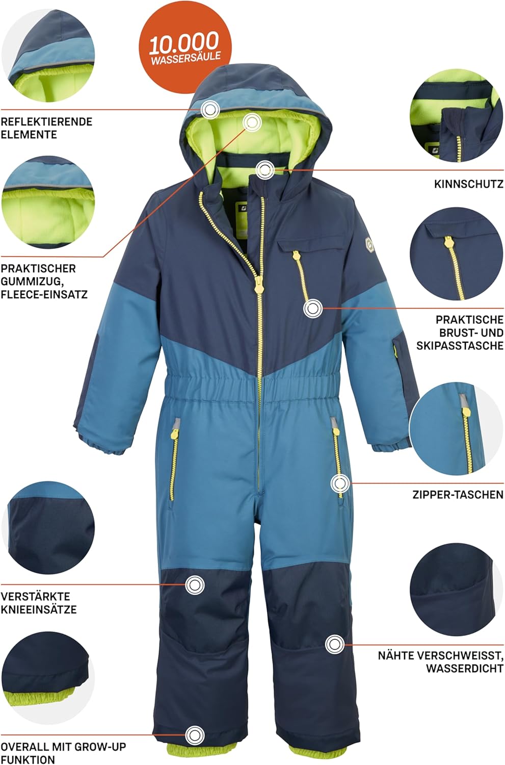 Killtec Jungen Kw 89 Mns Onpc Skioverall/Schneeanzug mit Kapuze 92 sturmblau, 92 sturmblau