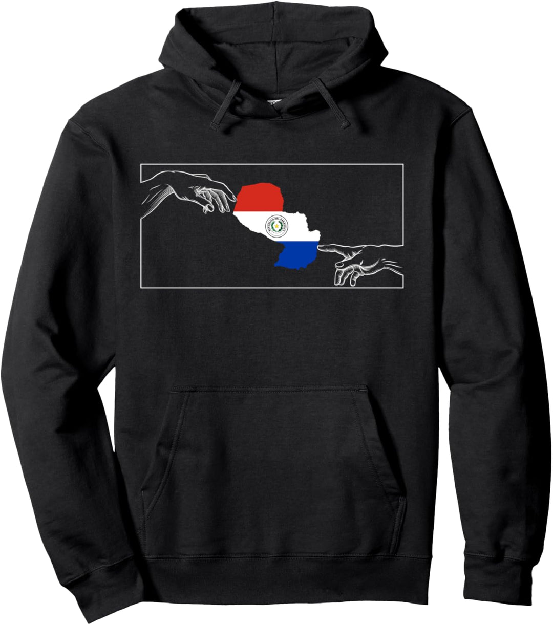 Silhouette Paraguayische Flagge Michelangelo Hände Paraguay Pullover Hoodie