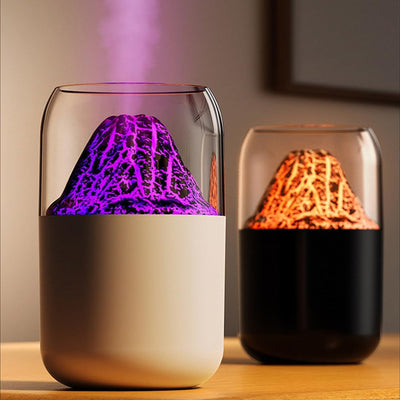 Vulkan Luftbefeuchter, 300 ml Mini Nebel Humidifier mit Umgebungslicht, Tragbarer Diffusor für Zuhau