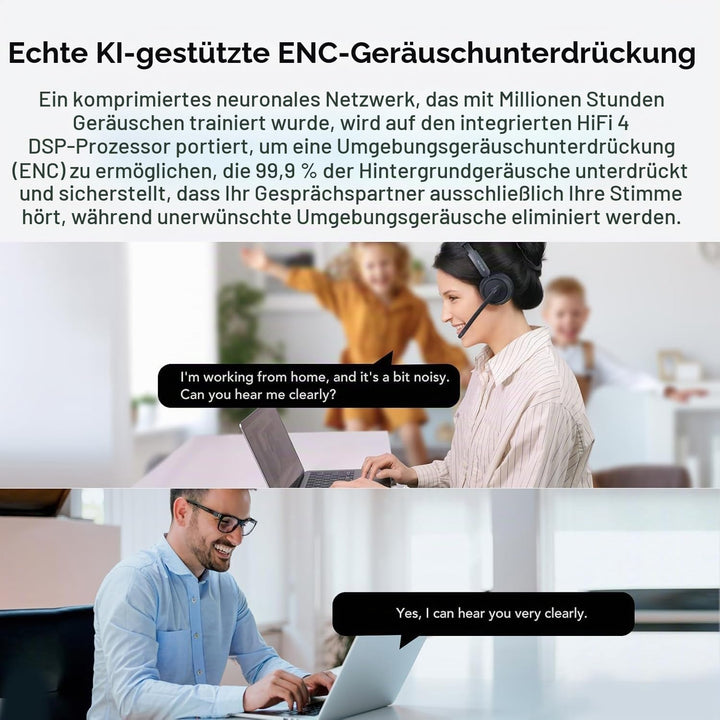 Nuroum HP31D(3rd Gen) Bluetooth Headset mit Mikrofon Wireless, AI Rauschunterdrückung für Anrufe/45H