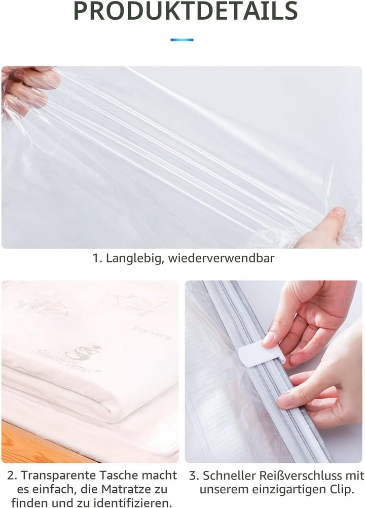 Grosse Vakuum-Aufbewahrungsbeutel für Matratzen und Kleidung, wasserdicht, verschliessbar, wiederver