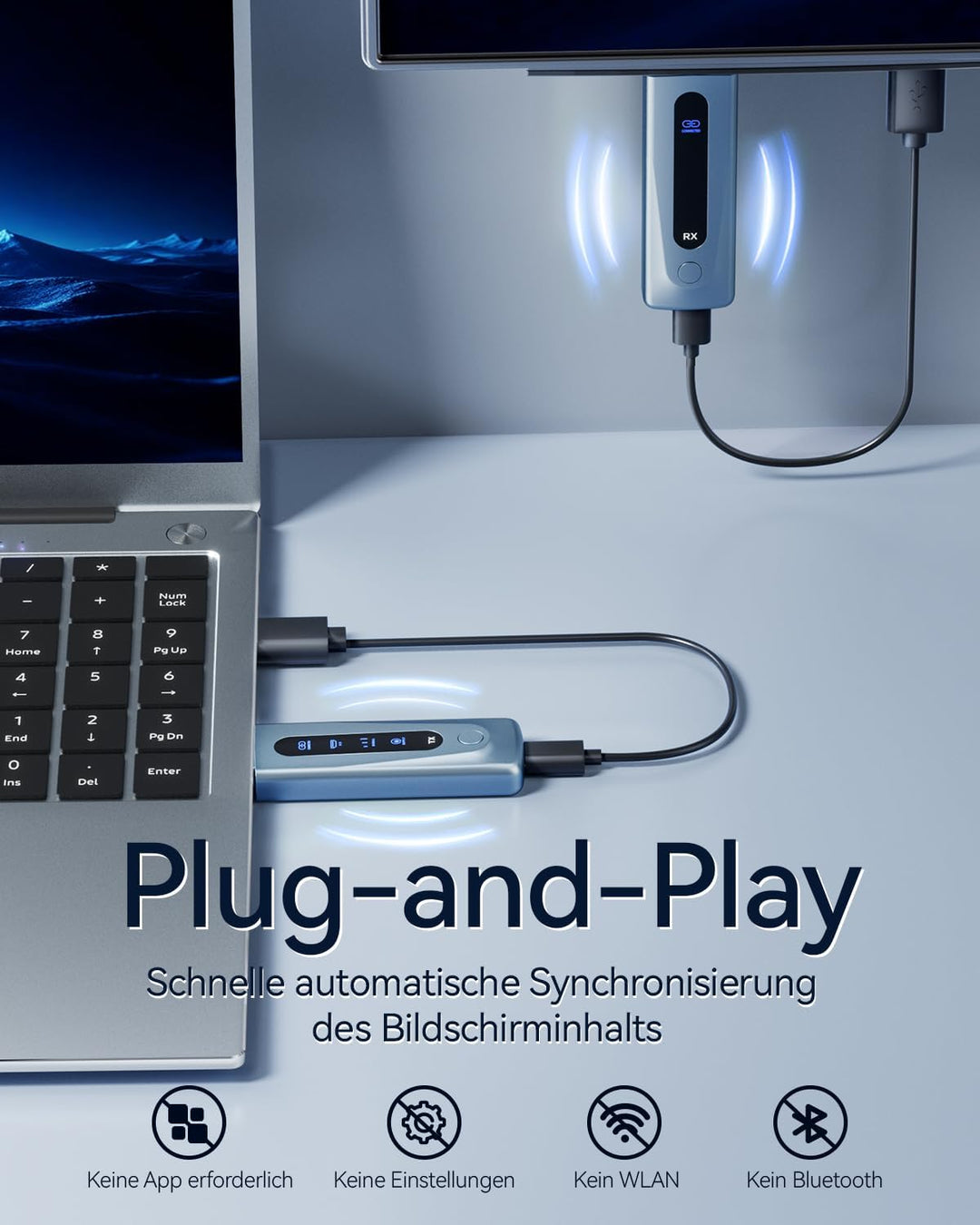 HDMI Wireless Transmitter and Receiver,100M/328FT Stabile Verbindung,2,4G/5G Tragbarer Wireless HDMI
