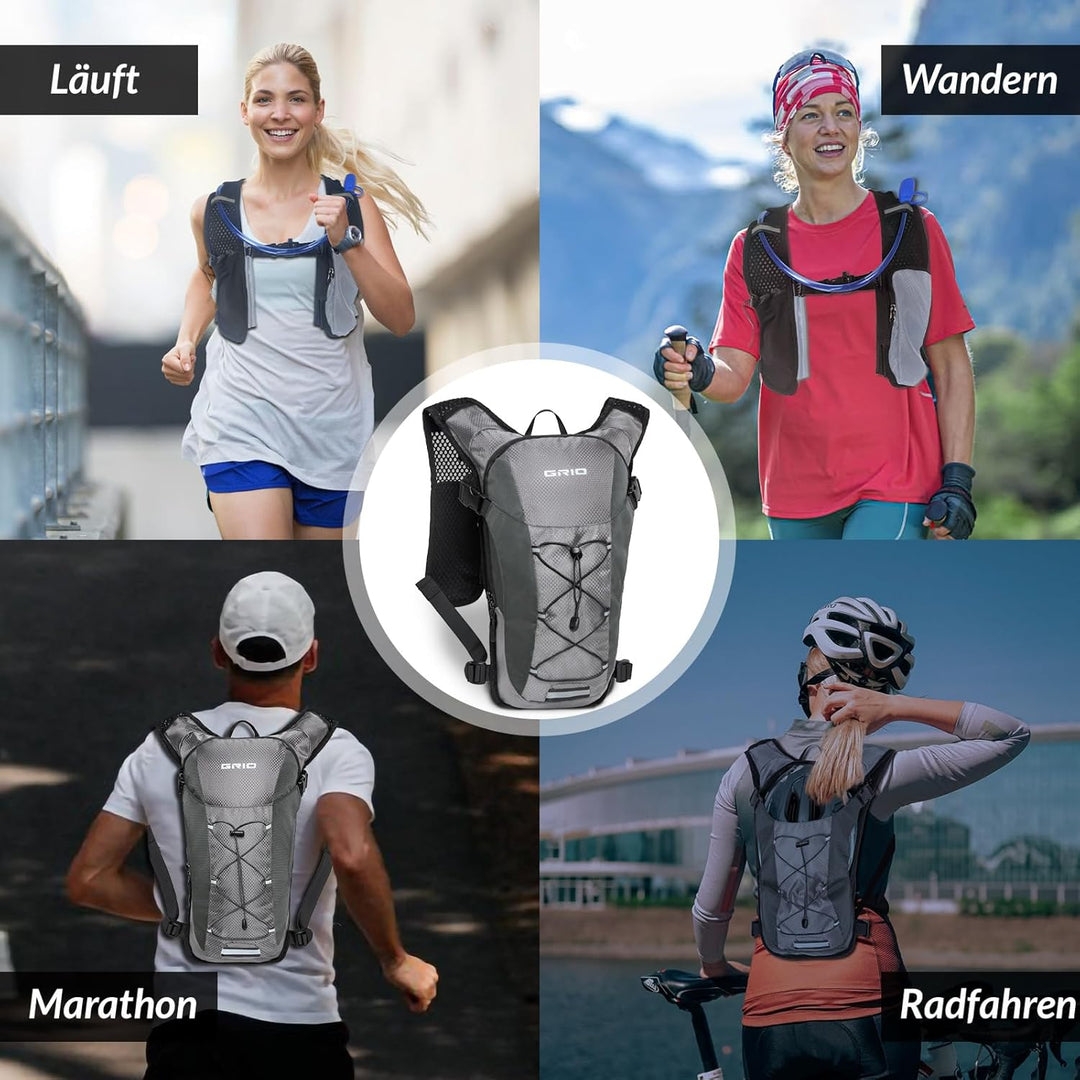 GRIO Laufweste Herren Damen,Trailrunning Rucksack,Ltrinkrucksack Laufen,Jogging Tasche,Es Ist Perfek