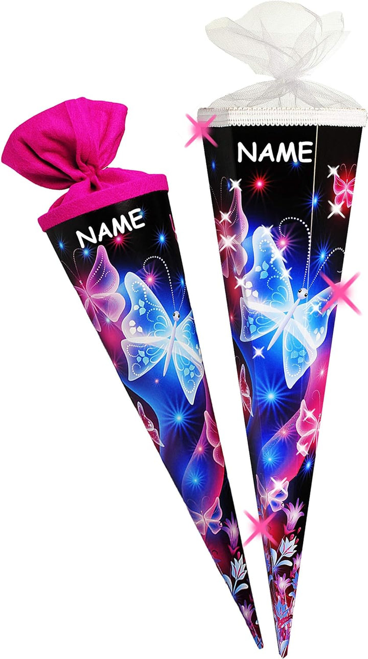 alles-meine.de GmbH mit _ 3-D Effekt - Glitzer ! _ Schultüte - Bunte Schmetterlinge & Blumenranken -