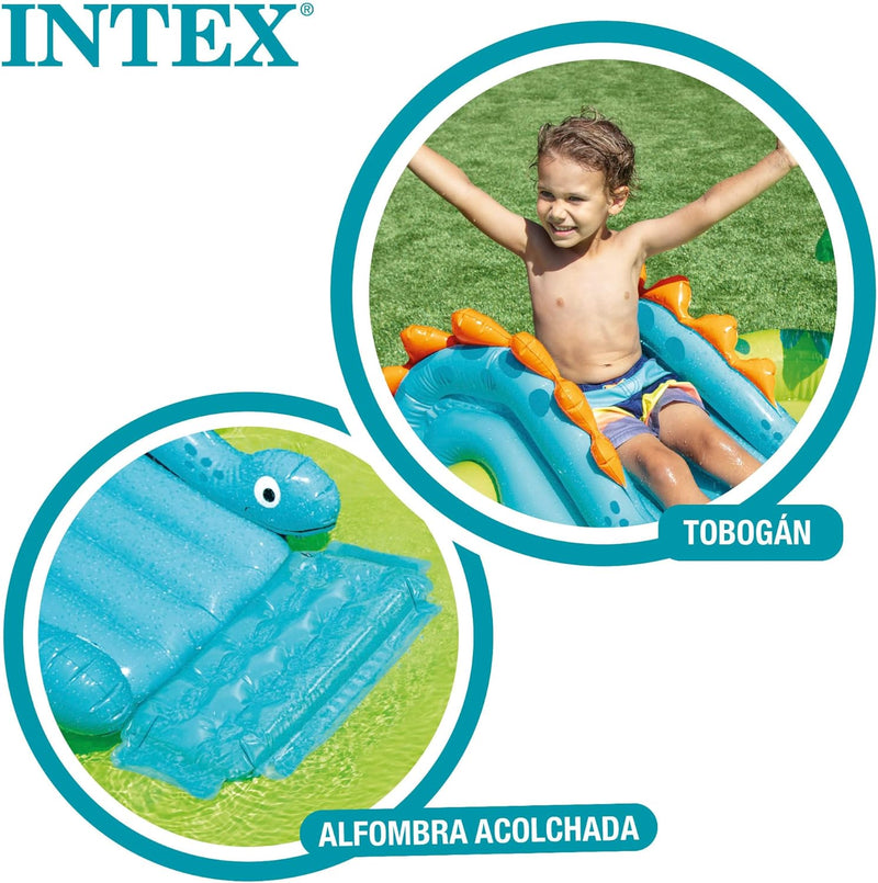 Intex 57166NP Spielplatz klein Dino dinausore Aufblasbares Spielfeld, Mehrfarbig