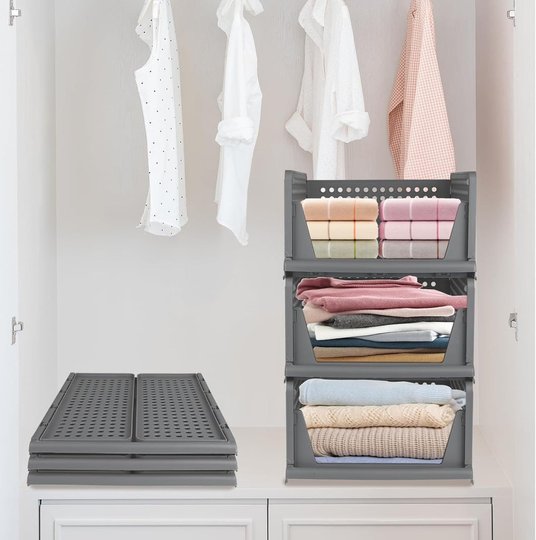 Kleiderschrank Organizer Stapelbares Ordnungssystem, Schrank Organizer mit Schublade, Kunststoff Auf