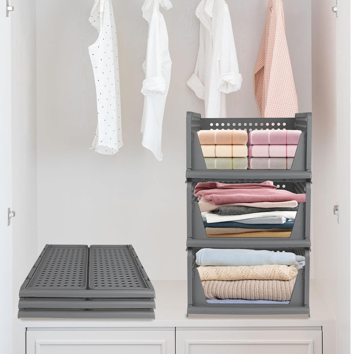 Kleiderschrank Organizer Stapelbares Ordnungssystem, Schrank Organizer mit Schublade, Kunststoff Auf