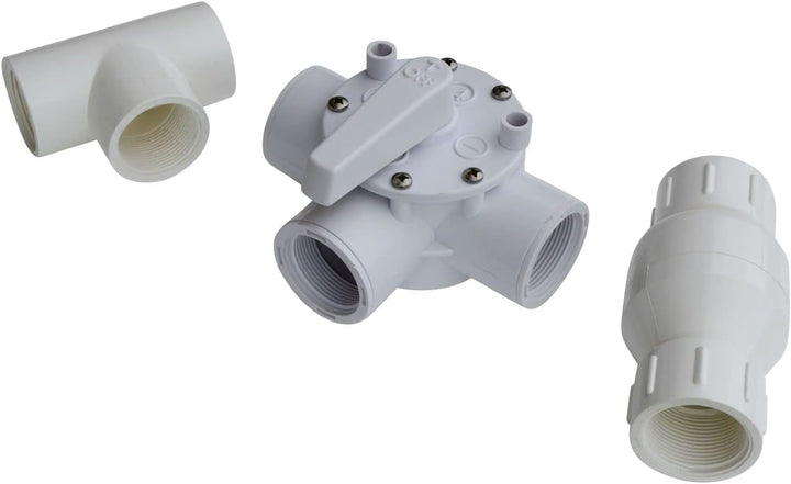 SPIRATO Pool Solarweiche Set 3-Wege-Ventil + T-Stück + Rückschlagklappe Bypass für Solarheizung mit