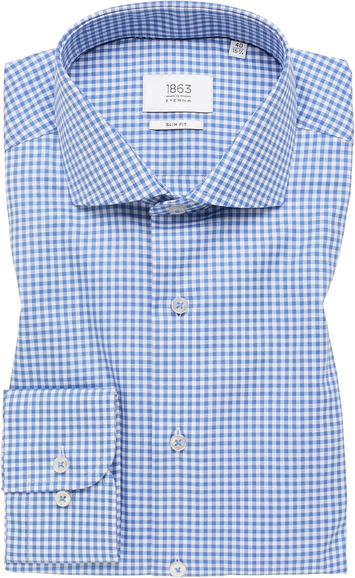 eterna Herren Twill-Hemd Slim FIT 1/1 blau 42_H_1/1