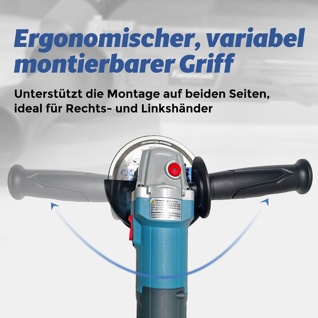 FANZWORK 125mm Winkelschleifer 1900W(Max) Bürstenloser EC Motor | 2 kg Leicht, Schutzhaube 125mm *1,