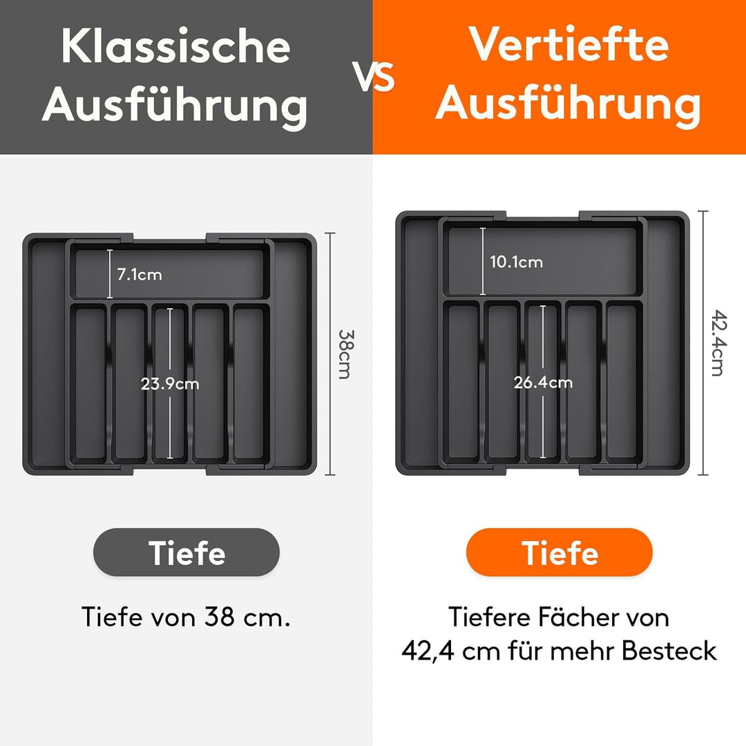 Lifewit Besteckkasten für Schubladen, Verstellbarer küchenutensilienhalter Tiefe 42,4 cm, Grosser Kü