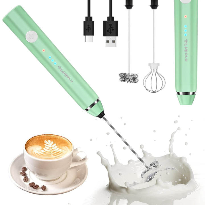 Philorn Milchaufschäumer Stab, Milchaufschäumer Elektrisch Stab Hand Held, 3-Gang USB Aufladbar Aufs