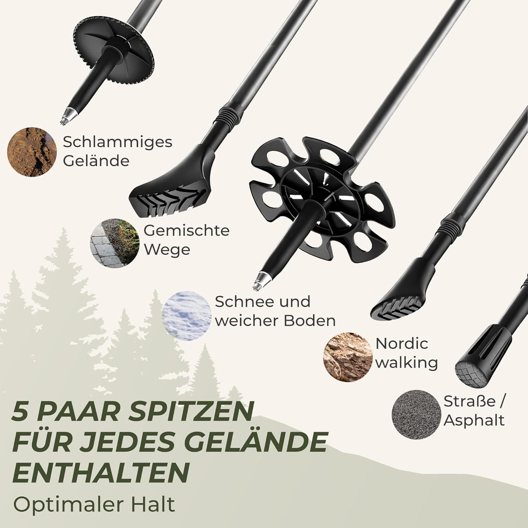 Wanderstöcke Teleskop - Nordic Walking Stöcke Damen/Herren Ultraleichte - Trekkingstöcke Einstellbar