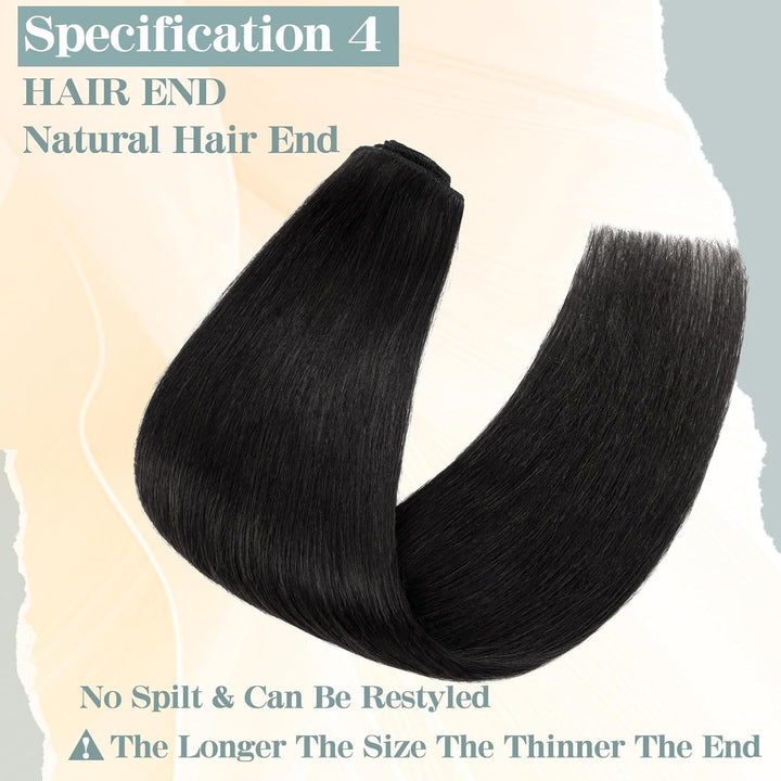 S-noilite Clip in Extensions Echthaar Tiefschwarz Haarverlängerung Echthaar Clip in Extensions Remy