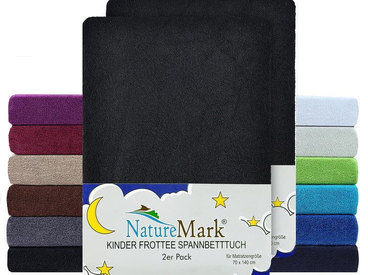 NatureMark 2er Pack Kinder FROTTEE Spannbettlaken, Spannbetttuch kuschelig weich, für Babybett und K