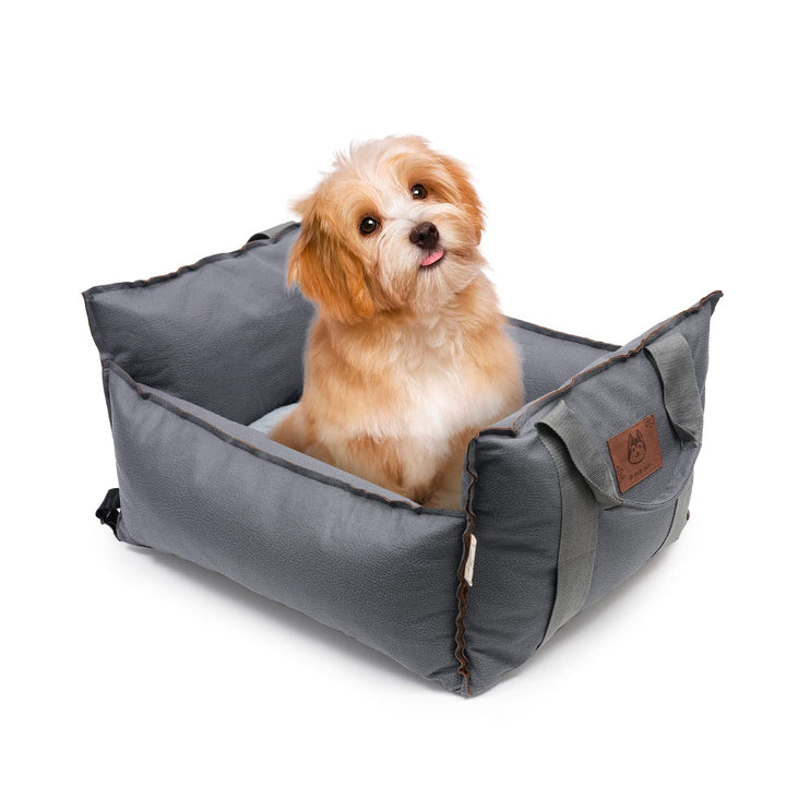2-in-1 Hundeautositz mit Sicherheitsgurt, Autositz und Bett für Hunde, Abnehmbarer Kissen und Bezug,