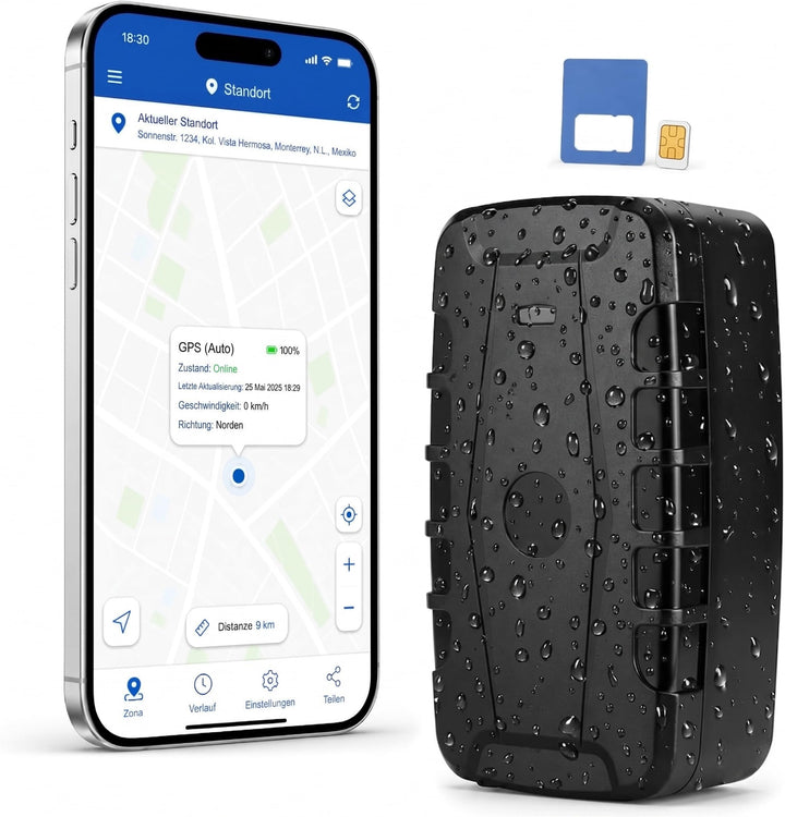 Winnes GPS Tracker Auto Ohne ABO, 4G GPS Tracker mit Magnet, Echtzeit Ortung per APP, 20000mAh Auto
